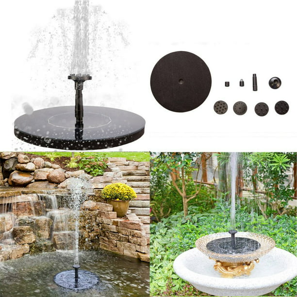 PURCOULEUR Solar Powered Floating Bird Bath Water Fountain Pump Garden Pond Pool 